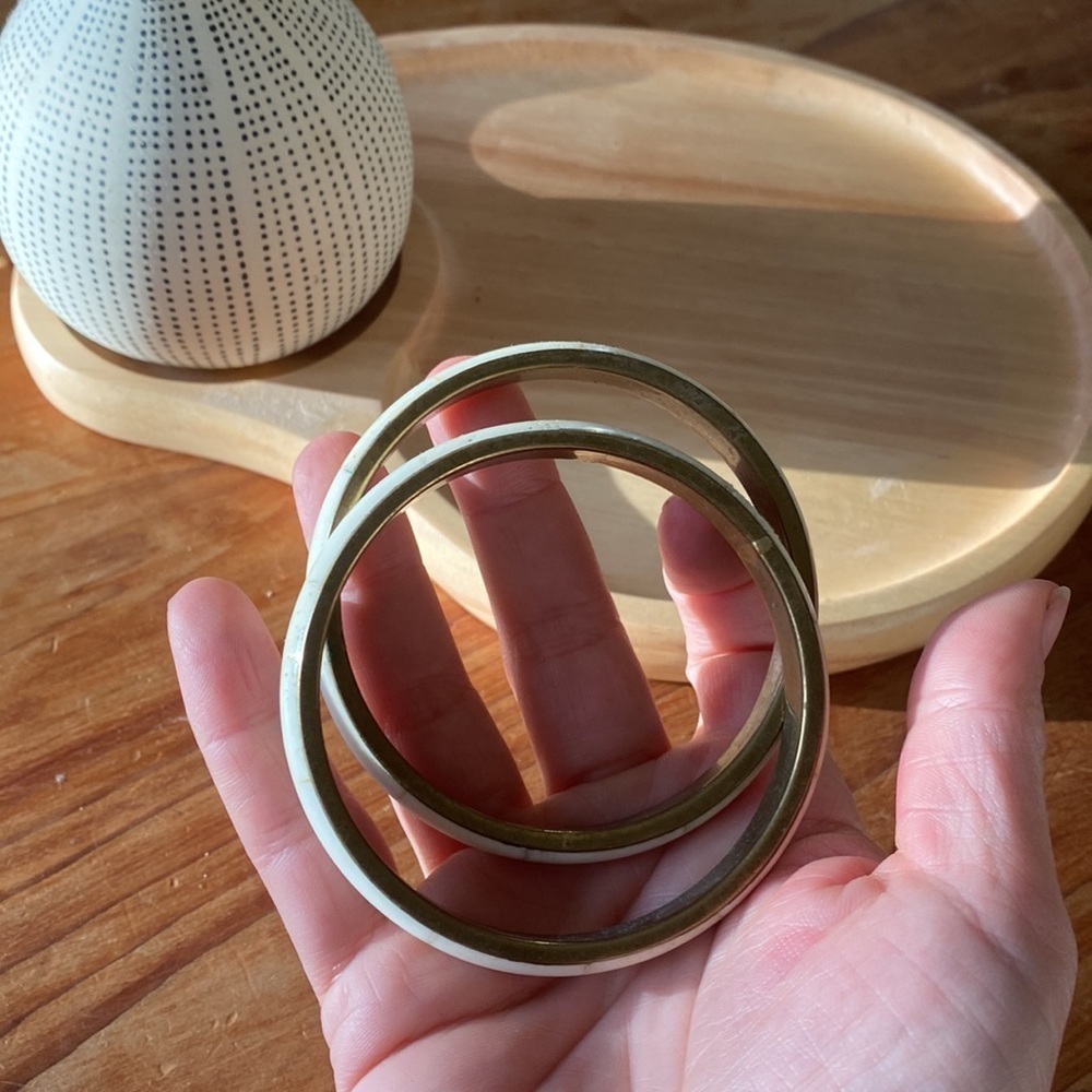 Natural White Shell Inlay Bracelets x 2 - Picture 5 of 7